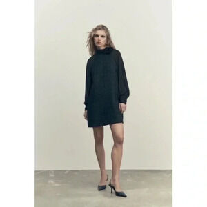 Zara textured flower dress black small 9360/866